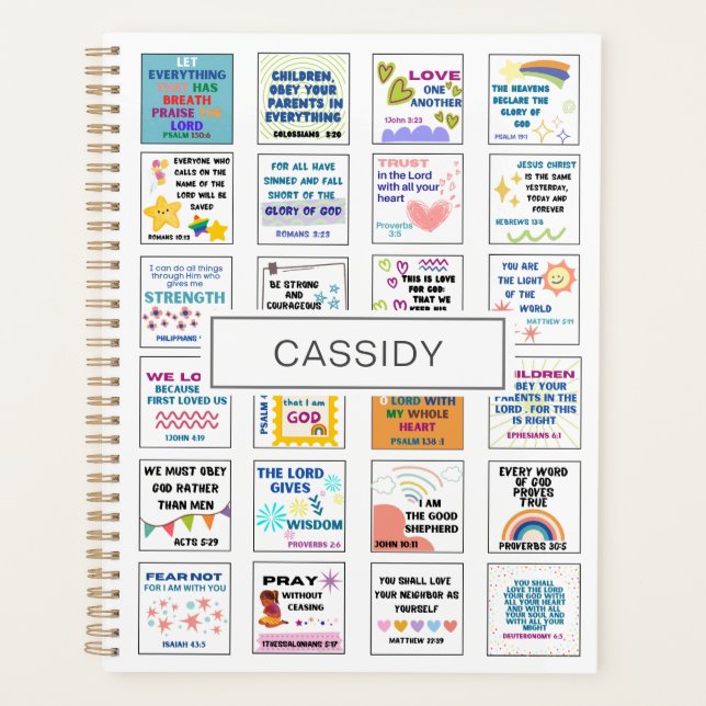 Agenda Versículo bíblico de memoria para niños lindos (Anverso)