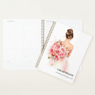 Agenda Vestido de Novia Acuarela Rosa Rubor Regalo Desped