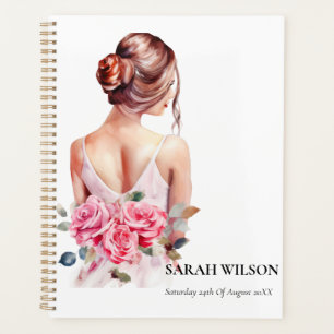 Agenda Vestido de Novia Rosa Acuarela Moderna Regalo de D