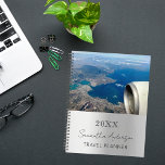 Agenda viaje en plata de foto de personalizado<br><div class="desc">Un fondo falso plateado. Personaliza y agrega tu foto,  año,  nombre y texto. El nombre está escrito en negro con un gran guión moderno de estilo con letras a mano.</div>