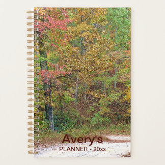 Agenda Vibrant Autumn Leaves Mountain Road Personalizado