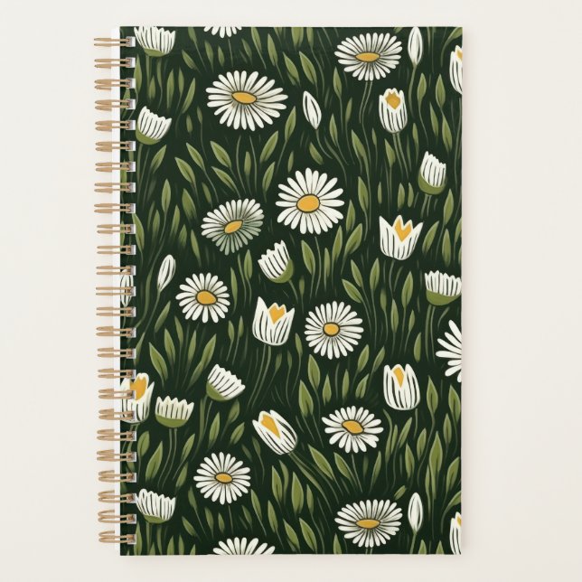Agenda Vibrant Daisy Pattern with Lush Green Accents (Anverso)