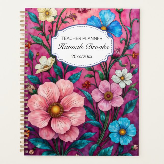 Agenda Vibrant Floral Teacher Yearly  (Anverso)