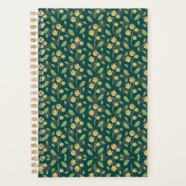 Agenda Vibrant Green Pattern with Yellow Flowers & Leaves