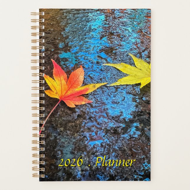 Agenda Vibrant Red and Yellow Fallen Maple Leaves (Anverso)