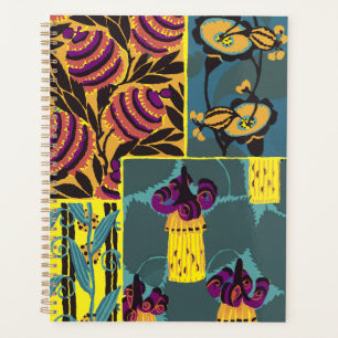 Agenda Vibrante Estampa Floral Maximalista de Morado y Tu