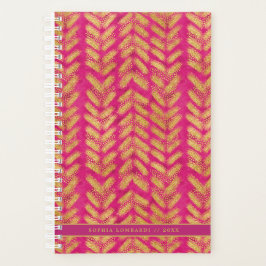 Agenda Vibrante patrón de oro y rosado caliente