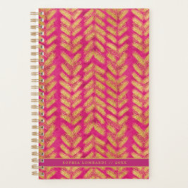 Agenda Vibrante patrón de oro y rosado caliente