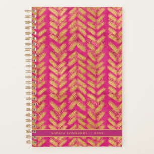 Agenda Vibrante patrón de oro y rosado caliente