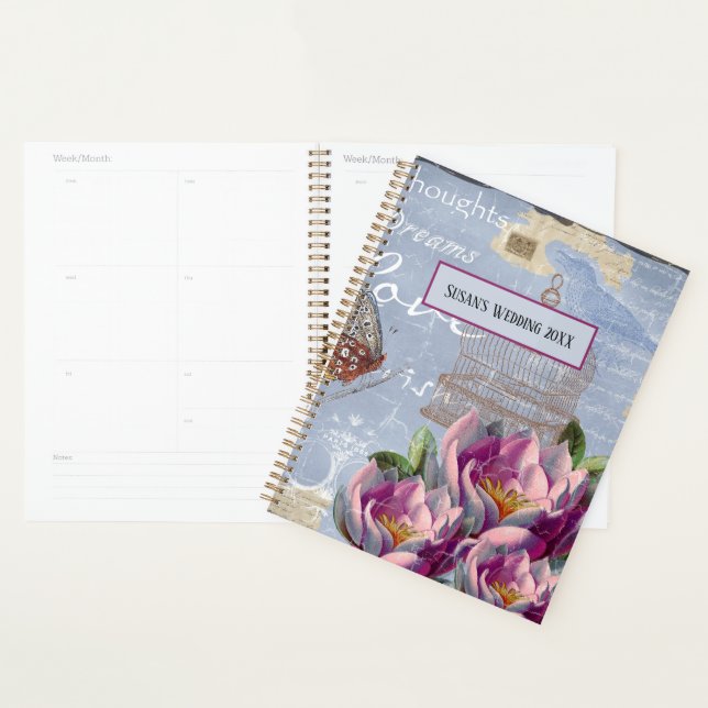 Agenda Victoriano Love Thoughts Dreams Bird Cage Boda (Demostración)