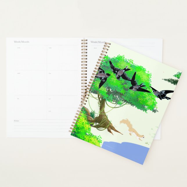 Agenda Vida de los bosques primaverales con aves y ardill (Demostración)