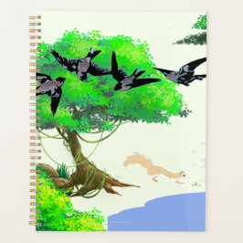 Agenda Vida de los bosques primaverales con aves y ardill