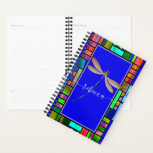 Agenda Vidrio emplomado y libélula personalizados