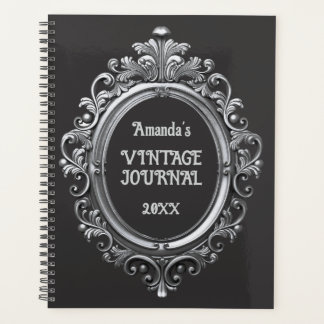 Agenda Viejo diario gótico de plata negra victoriano