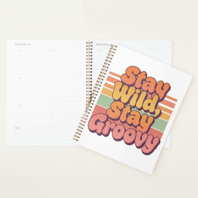 Agenda Vintage 70s Hippie Stay Wild Stay Groovy (Demostración)