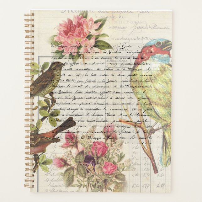Agenda Vintage Bird Decoupage (Anverso)