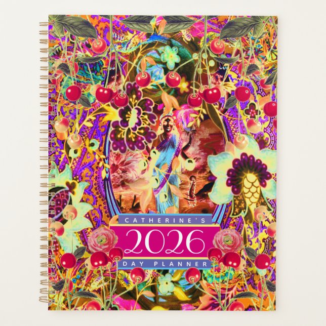 Agenda Vintage Bohemian Goddess Neon 2026 Day Planner (Anverso)