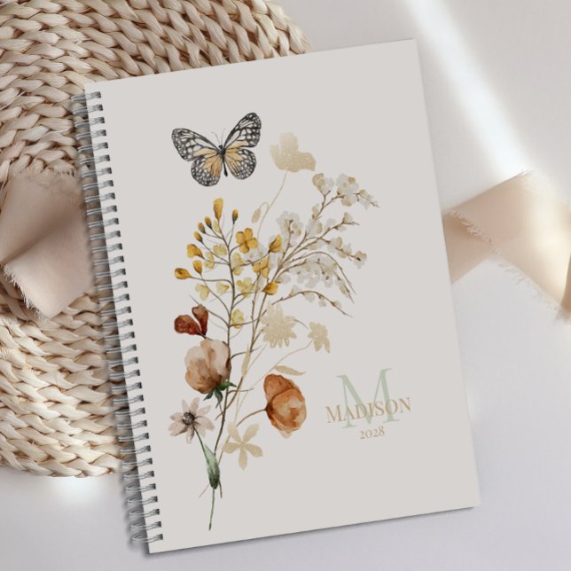 Agenda Vintage Botanical Tiny Floral Monograma Planner (Subido por el creador)