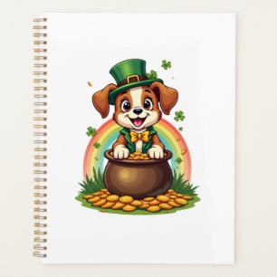 Agenda Vintage Cachorro Lucky Leprechaun Arcoíris Olla de