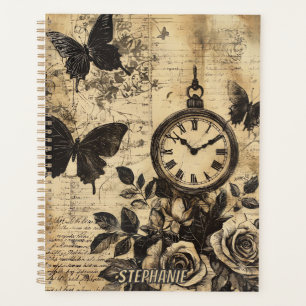 Agenda Vintage Compass & Butterfly - Papel rústico (1)