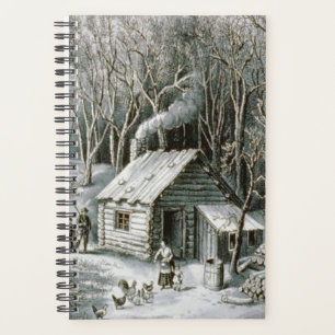 Agenda Vintage Currier & Ives Wilderness Log Cabing Woods