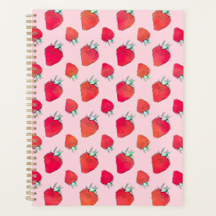 Agenda Vintage Cute Red Strawberries Patrón Girasol Rosa