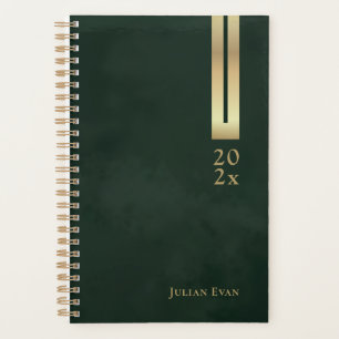 Agenda Vintage Dark Esmeralda brillante Verde y Oro no fe