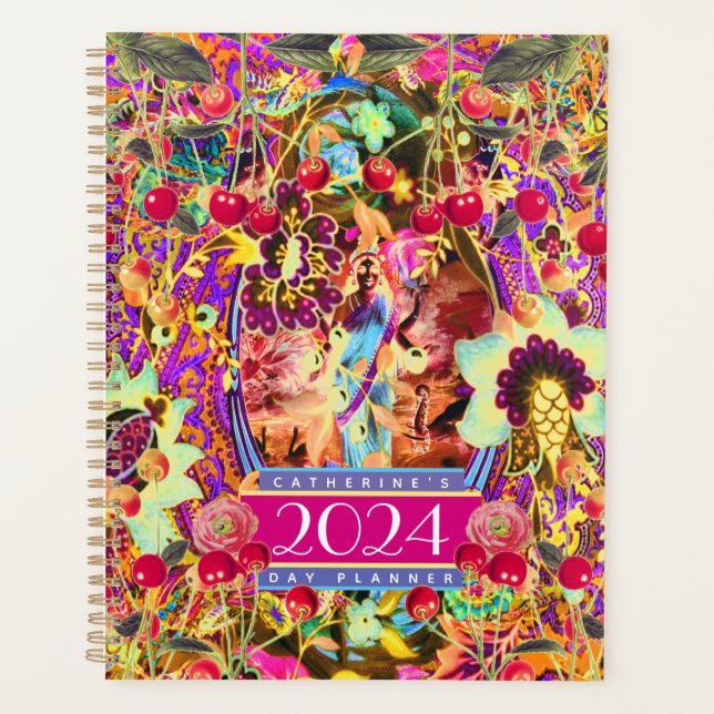 Agenda Vintage Diosa Bohemia Neon 2024 Day Planner (Anverso)