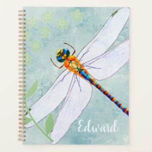 Agenda Vintage Dragonfly on Faded Floral Background