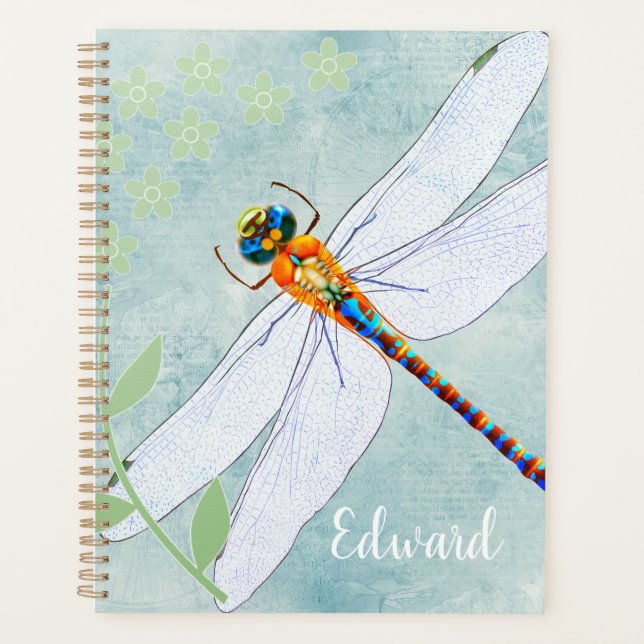 Agenda Vintage Dragonfly on Faded Floral Background (Anverso)