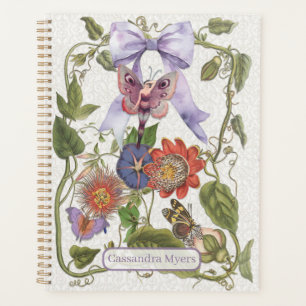 Agenda Vintage Encantado Hada Jardín Flor Morada De Vejez