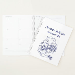 Agenda Vintage Estilizado Monte Desert Island MN Mapa Azu