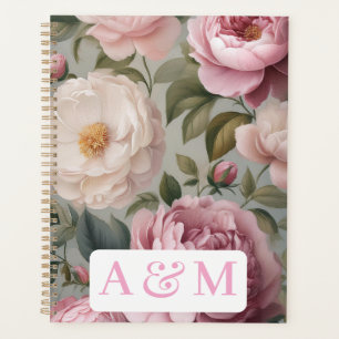 Agenda Vintage Floral Planner con doble monograma