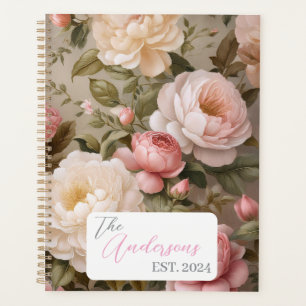 Agenda Vintage Floral Planner con nombre y año