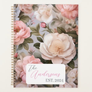 Agenda Vintage Floral Planner con nombre y año