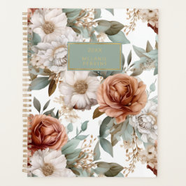 Agenda Vintage Floral Sage Siena Taupe Flor acuática