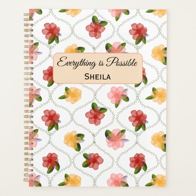 Agenda Vintage floral watercolour clear diamond Planner (Anverso)