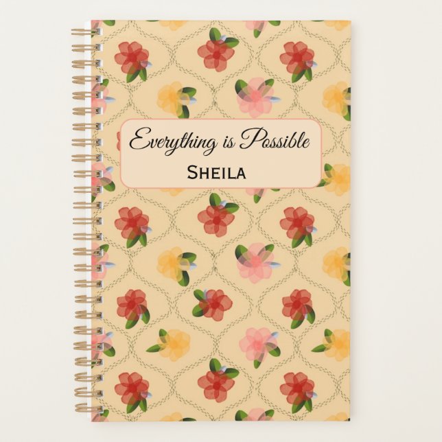 Agenda Vintage floral watercolour diamond Notebook (Anverso)