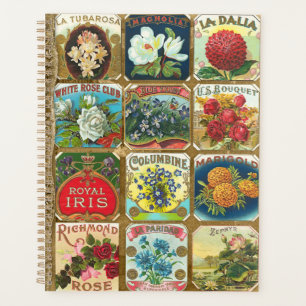 Agenda Vintage Flower Cigar Labs Floral Gold Planner
