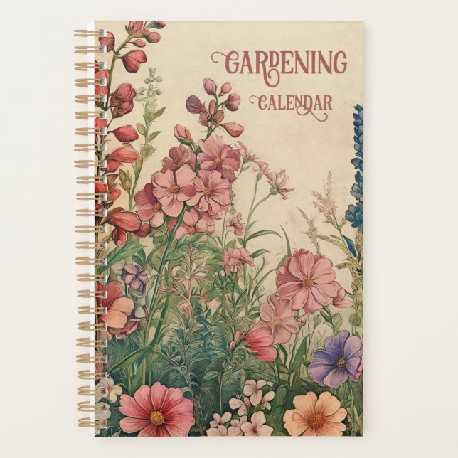 Agenda Vintage Gartenblumen Kalender  (Anverso)