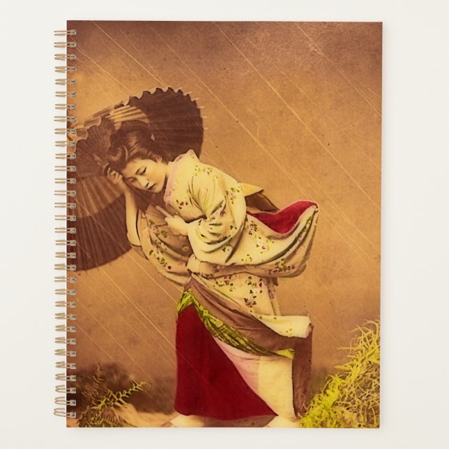 Agenda Vintage Japanese woman in the wind  (Anverso)