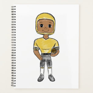 Agenda vintage retro football player black yellow simple 