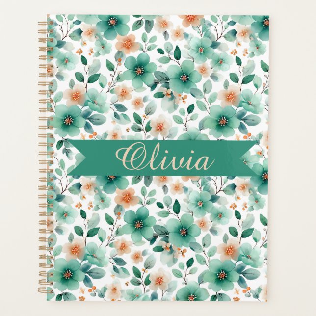 Agenda Vintage Spring Green Floral Personalized (Anverso)
