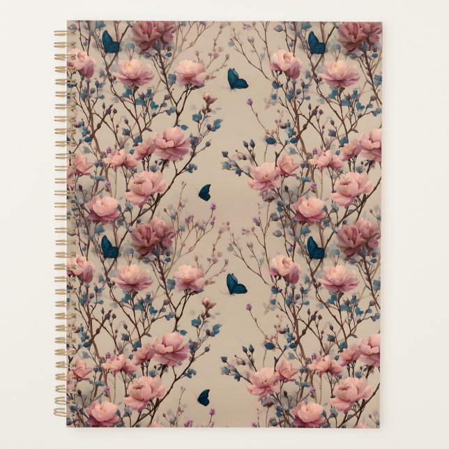 Agenda Vintage Spring Roses with Blue Butterflies (Anverso)