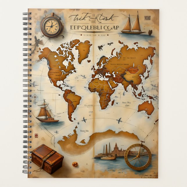 Agenda Vintage Travel Maps Planner (Anverso)