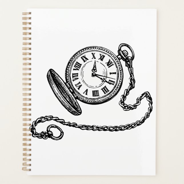 Agenda Vintage Victorian Pocket Watch Line Art (Anverso)