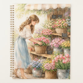 Agenda Vintage Watercolor Flower Market Girl Planner Note
