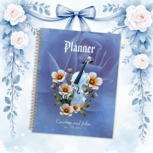 Agenda Violín blanco con flores - Música elegante y natur