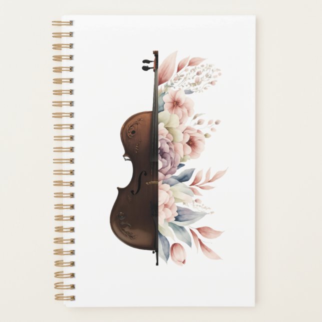 Agenda Violín con flores. (Anverso)