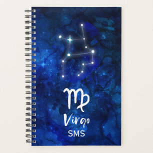 Agenda Virgo Constelación Zodiaca Galaxia Azul Monograma